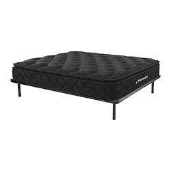 Vente-Unique Ensemble 180 x 200 cm cadre à lattes + matelas ressorts ensachés surmatelas intégré ép.28cm - BLACK DREAM de YSMÉE