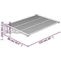 vidaXL Auvent de porte Gris et transparent 122x90 cm Polycarbonate pas cher