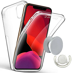 PHONECARE Kit Coque 3x1 360° Impact Protection + 1 PopSocket + 1 Support PopSocket Blanc - Impact Protection - Xiaomi Mi 10 Lite 5G