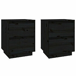 Maison Chic Lot de 2 Tables de chevet - Tables de Nuit Noir 40x35x50 cm Bois de pin solide