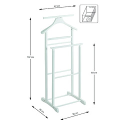 Pegane Valet de nuit double, valet de chambre en bois massif hévéa coloris blanc - longueur 47 x profondeur 36 x hauteur 102 cm