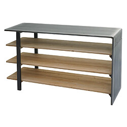 Mendler Étagère HWC-L75, Étagère de salon Bibliothèque Étagère à chaussures Sideboard, bois massif industriel 72x119x40cm MVG naturel avec aspect métal pas cher