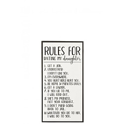 Dansmamaison Pancarte Rules For Dating My Daughter Bois/Ceramique Blanc/Noir