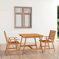 Maison Chic Salon de jardin de salle à manger 3 pcs,Table et Chaises d'extérieur,Mobilier de jardin Bois d'acacia solide -MN94551