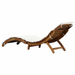 Avis Maison Chic Chaise longue avec coussin | Bain de soleil Relax | Transat Bois d'acacia solide Crème -GKD12115