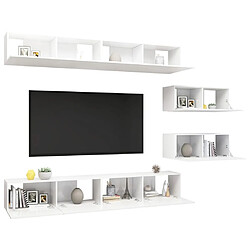 Avis Maison Chic Ensemble de meubles TV 6 pcs | Banc TV Moderne pour salon | Meuble de Rangement - Blanc brillant Aggloméré -MN60936