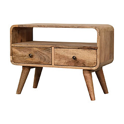 Avis Artisan Furniture Unité de médias mini en bois massif chêne courbée avec 2 tiroirs, salon ou zone TV