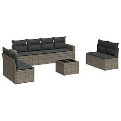 Maison Chic Salon de jardin 9 pcs avec coussins | Ensemble de Table et chaises | Mobilier d'Extérieur gris résine tressée -GKD76004