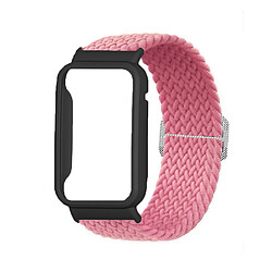 Bracelet en nylon élastique tressé pour votre Xiaomi Mi Band 7 Pro - rose/noir