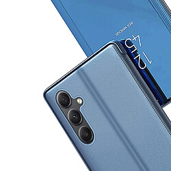 Avis Htdmobiles Housse pour Samsung Galaxy A34 5G - etui portefeuille miroir clear view + verre trempe - BLEU