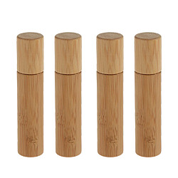 4x10 Ml Roll-on Huile Essentielle Flacon Vide Bambou Container Rechargeable Portable pour Sac à Main