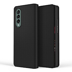 Etui en PU texture sergé détachable 2-en-1 avec support noir pour votre Samsung Galaxy Z Fold3 5G