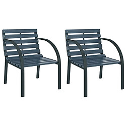 Maison Chic Lot de 2 Chaises de jardin,Fauteuil d'extérieur Gris Bois -MN26000