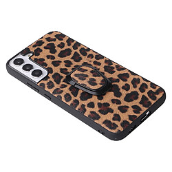 Coque en TPU + PU avec béquille Léopard/marron foncé pour votre Samsung Galaxy S22 5G