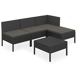 Maison Chic Salon de jardin 5 pcs + coussins - Mobilier/Meubles de jardin - Table et chaises d'extérieur Résine tressée Noir -MN44189