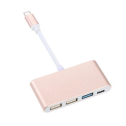 4 en 1 Type-C à Type-C 3 ports de charge de concentrateur Câble adaptateur de type C à USB 3.0 USB C à 3 concentrateurs Vitesse Ra1324