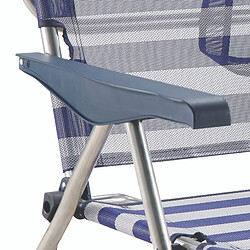 Avis Chaise de Plage Lit Pliable Solenny 4 Positions Bleu et Blanc Dossier Bas avec Accoudoirs 81x62x86 cm