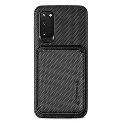 Coque en TPU + PU texture en fibre de carbone avec porte-carte noir pour votre Samsung Galaxy S20 4G/5G