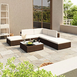 vidaXL Salon de jardin avec coussins 6 pcs résine tressée marron