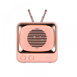 General Haut-parleur rétro Bluetooth portable, mini haut-parleur vintage style TV, appel mains libres Bluetooth 5.0, batterie 400 mA, carte TF, pour la maison, l'extérieur, les voyages, les fêtes, cadeau (rose)