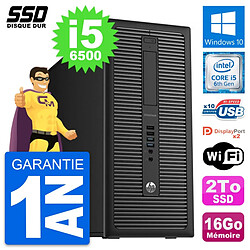 PC Tour HP EliteDesk 800 G2 Intel Core i5-6500 RAM 16Go SSD 2To Windows 10 Wifi - Occasion