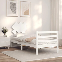 Maison Chic Cadre/structure de lit avec tête de lit pour adulte - Lit Moderne Chambre blanc simple bois massif -MN90938