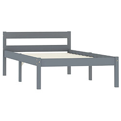 vidaXL Cadre de lit sans matelas gris bois de pin massif 90x200 cm