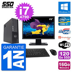 PC Dell T1700 SFF Ecran 19" Intel i7-4790 RAM 16Go SSD 120Go Windows 10 Wifi - Occasion