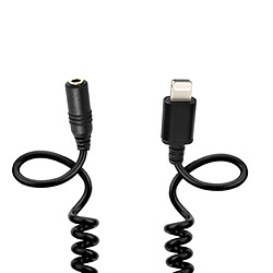 Adaptateur iPhone vers Jack 3.5mm femelle Cable spiral 1m Puluz Noir