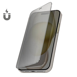 Avizar Étui Clear View pour iPhone 15 Pro Max Clapet Miroir Fonction Support Argent pas cher