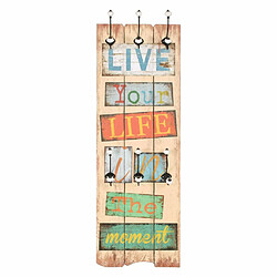 Decoshop26 Porte-manteau mural avec 6 crochets meuble d'entrée 120 x 40 cm LIVE LIFE DEC024194