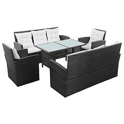 Maison Chic Salon de jardin 5 pcs + coussins - Mobilier/Meubles de jardin - Table et chaises d'extérieur Résine tressée Noir -MN23724