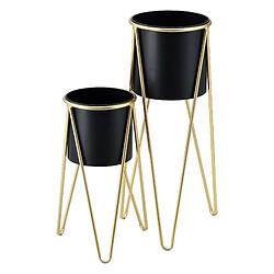 Set de 2 Supports de Plante Hedera Noir Doré [en.casa]