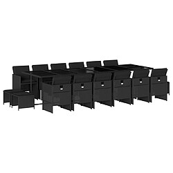 vidaXL Ensemble à manger de jardin 17 pcs coussins noir résine tressée