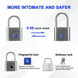 Wewoo Cadenas Serrure électronique automatique de d'empreinte digitale intelligente en acier inoxydableédition de 40 empreintes digitales argent pas cher