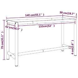 vidaXL Cadre de banc de travail Noir et rouge mat 140x50x79 cm Métal pas cher