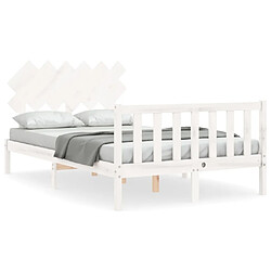 Maison Chic Cadre/structure de lit avec tête de lit pour adulte - Lit Moderne Chambre blanc 120x200 cm bois massif -MN73644