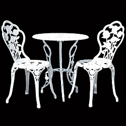 Avis Kit de Bistrot Wakefield Table et Chaises Vintage Fonte Aluminium Blanc Brillant [casa.pro]