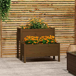 Maison Chic Jardinière,Bac à fleurs - pot de fleur Marron miel 84,5x84x75 cm Bois massif de pin -GKD16726