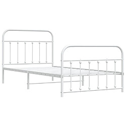 Acheter vidaXL Cadre de lit métal sans matelas et pied de lit blanc 100x200 cm