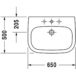 Lavabo D-CODE 650x500 Blanc avec trop-plein - DURAVIT - 2310650000