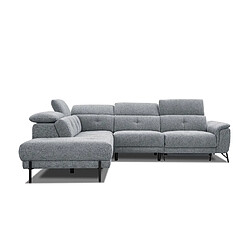 Acheter Courtois Laville Canapé d'angle gauche Avena 5 places avec un relax électrique tissu gris clair