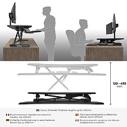 Duronic DM05D16 Station de travail assis-debout de 66 cm Hauteur ajustable de 12 à 43 cm pour travailler assis et debout - Compatible avec support de bureau pour écran - Noir pas cher