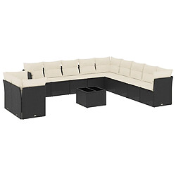 Maison Chic Salon de jardin 12 pcs avec coussins | Ensemble de Table et chaises | Mobilier d'Extérieur noir résine tressée -GKD24862