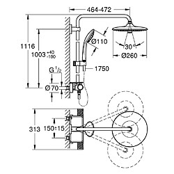 GROHE - Colonne de douche avec mitigeur thermostatique Vitalio Joy System 260