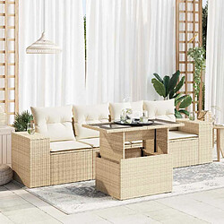 vidaXL Salon de jardin avec coussins 5 pcs beige résine tressée