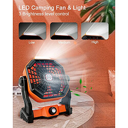 Ventilateur de Camping Portable Lampe de Tente à LED Rechargeable par USB avec Crochet UK pas cher