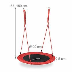 Acheter Relaxdays Balançoire nid d'oiseau rond 90 cm à suspendre enfant adulte jardin extérieur Ø 90 cm, 100 kg , rouge