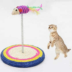 Wewoo Jouet pour Animaux Coloré Chat Jouant Jouets Sisal Printemps Siège Cat Scratch Conseil Avec La Souris, Diamètre: 19cm