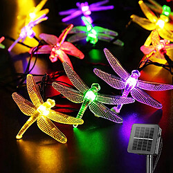 Libellule Guirlande Lumineuse Solaire Extérieure 20,8 Pieds 30 Led Guirlande Lumineuse Solaire Imperméable, 8 Modes Lumières Décoratives pour Patio Jardin Cour Clôture Mariage Fête de Noël, Multicolore